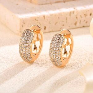 Rose Micropave Huggie Hoop Earrings